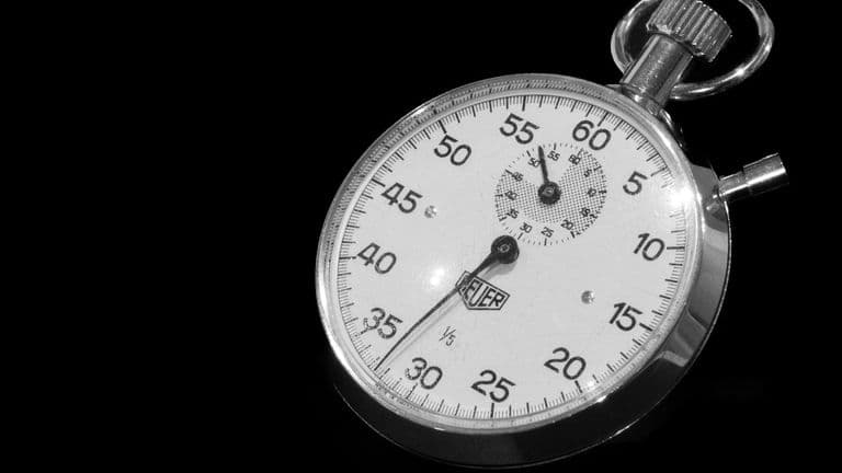 Close-up of a stopwatch measuring elapsed time